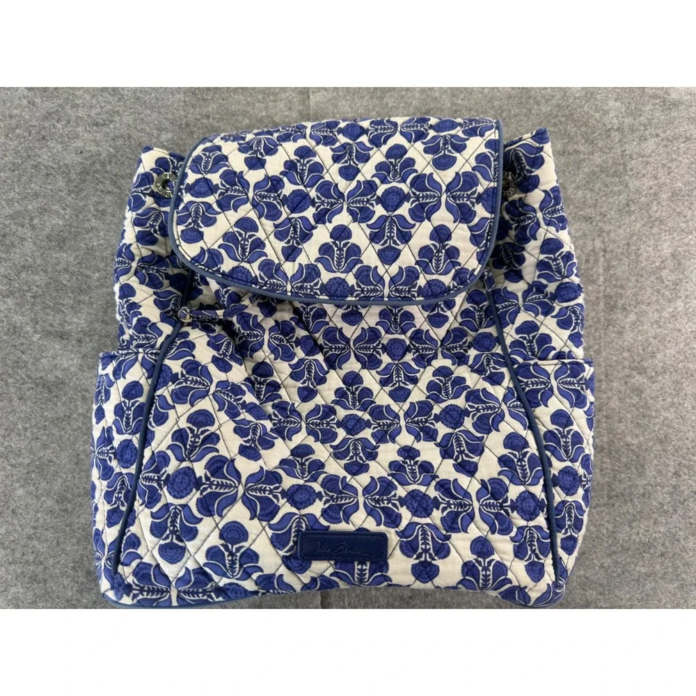 Vera Bradley Backpack Quilted Drawstring Cobalt Tile Lighten Up Summer 2016
